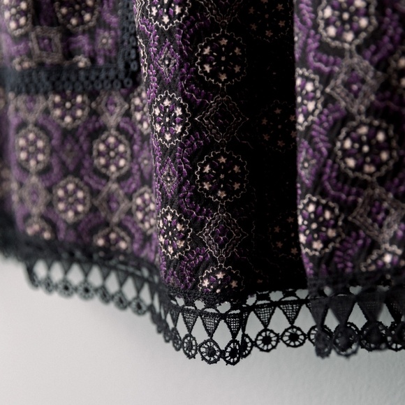Anna Sui - Brocade - Black Purple Lace Dress - Grunge Vintage Designer - Size 10 - Picture 4 of 10